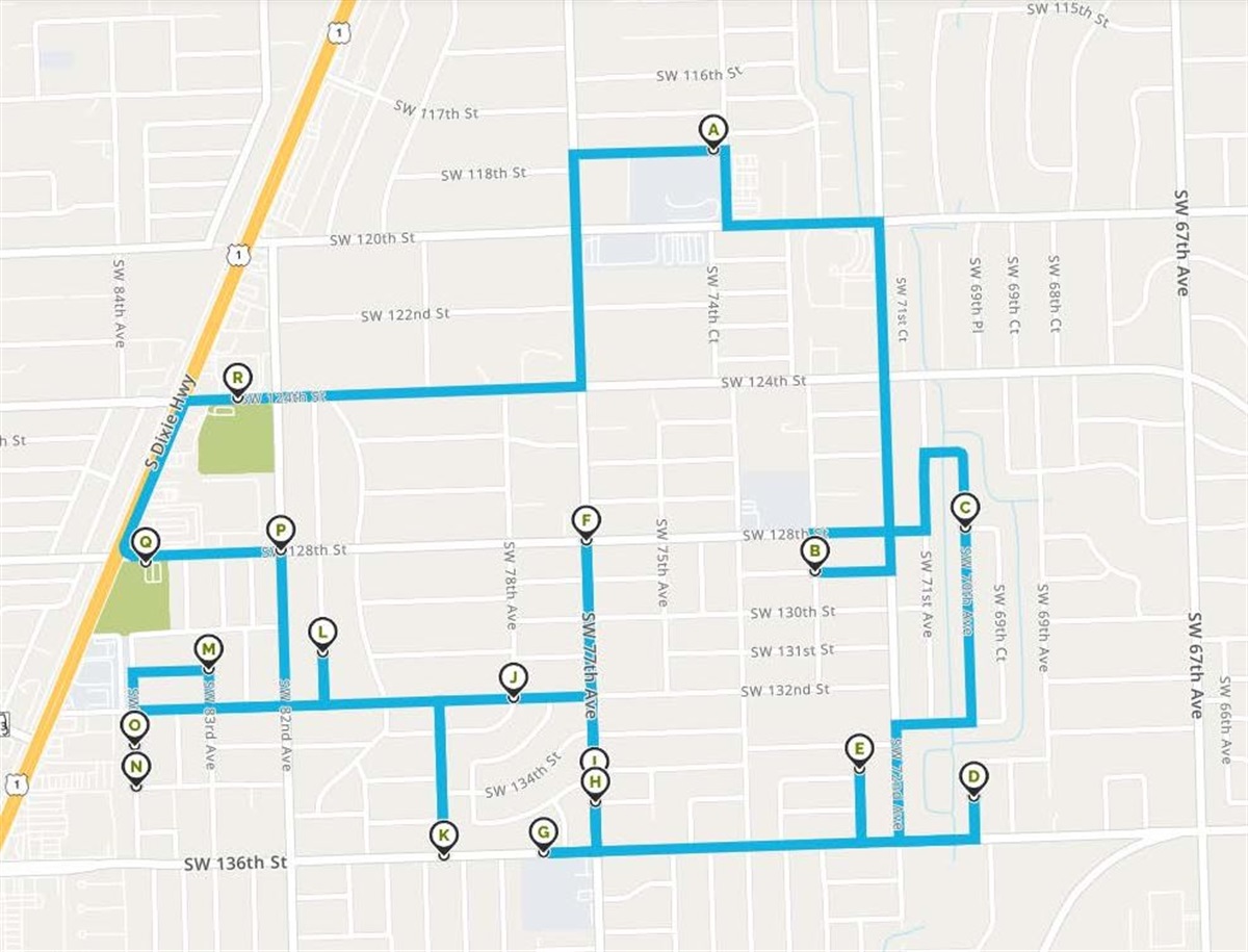 High School South Route Map Village of Pinecrest